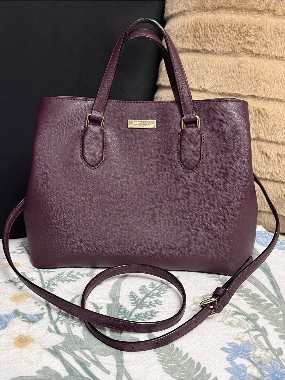 ♠️ KATE SPADE NEW YORK — Laurel Way Evangelie Satchel in "Mulled Wine" ♠️